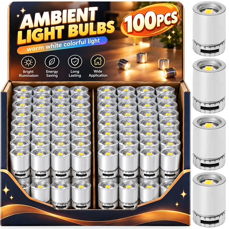 100/10x Mini Ambient Light Bulbs Lantern Dollhouse Lamp Lighting Electronic Toy Display Battery Operated Home Party Decoration