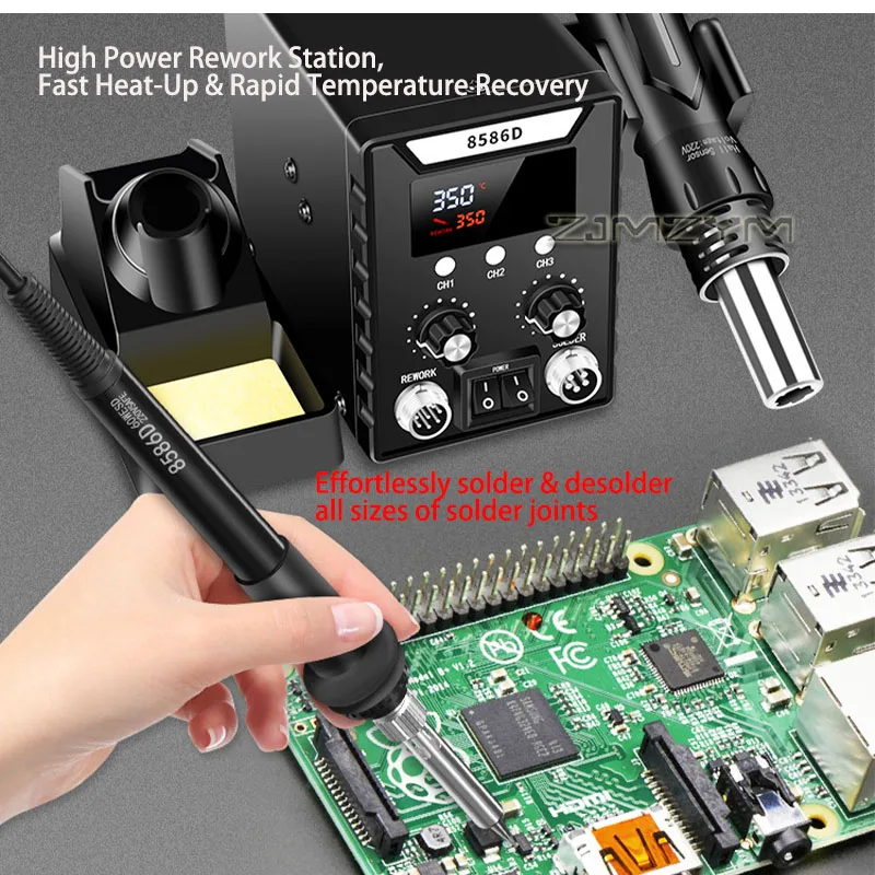 2 in 1 Hot Air Rework Station Digital Soldering Station ESD Safe SMD Desoldering Welding Tool Kit for PCB Phone Repair 110V/220V - view 2