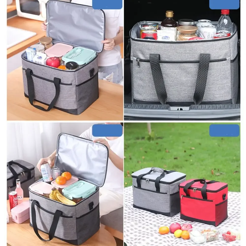أكسفورد القماش أكياس تبريد الغداء الألومنيوم احباط 18L 30L حقيبة عزل حراري مانعة للتسرب سعة كبيرة حقيبة مبردة في الهواء الطلق #5
