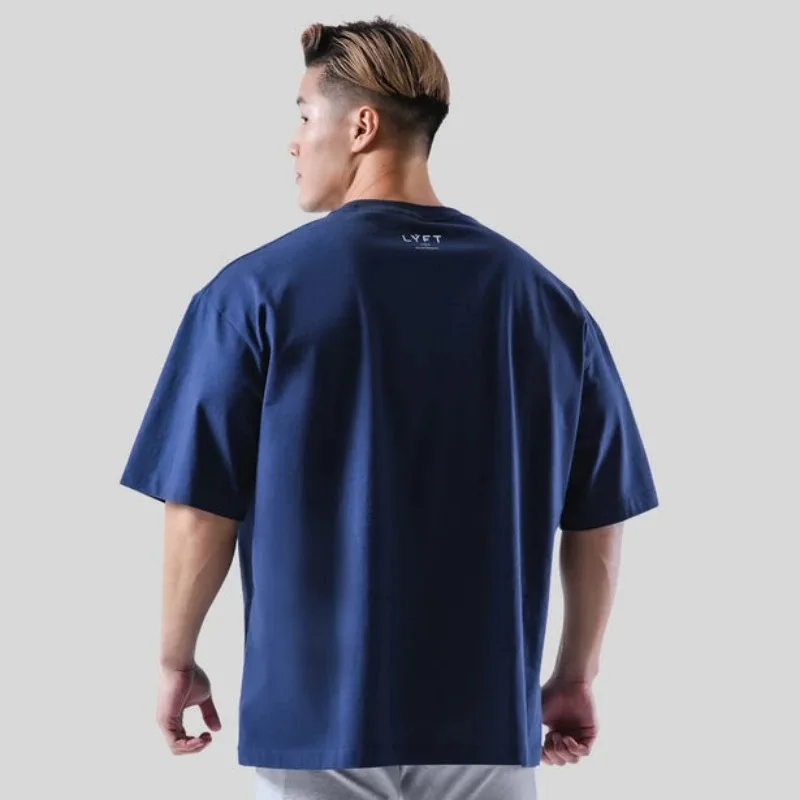 S-5XL Gym T-shirt Men Cotton Sports Short Sleeve Running T Shirt Fitness Loose Workout Tees Tops Summer Bodybuilding Clothing