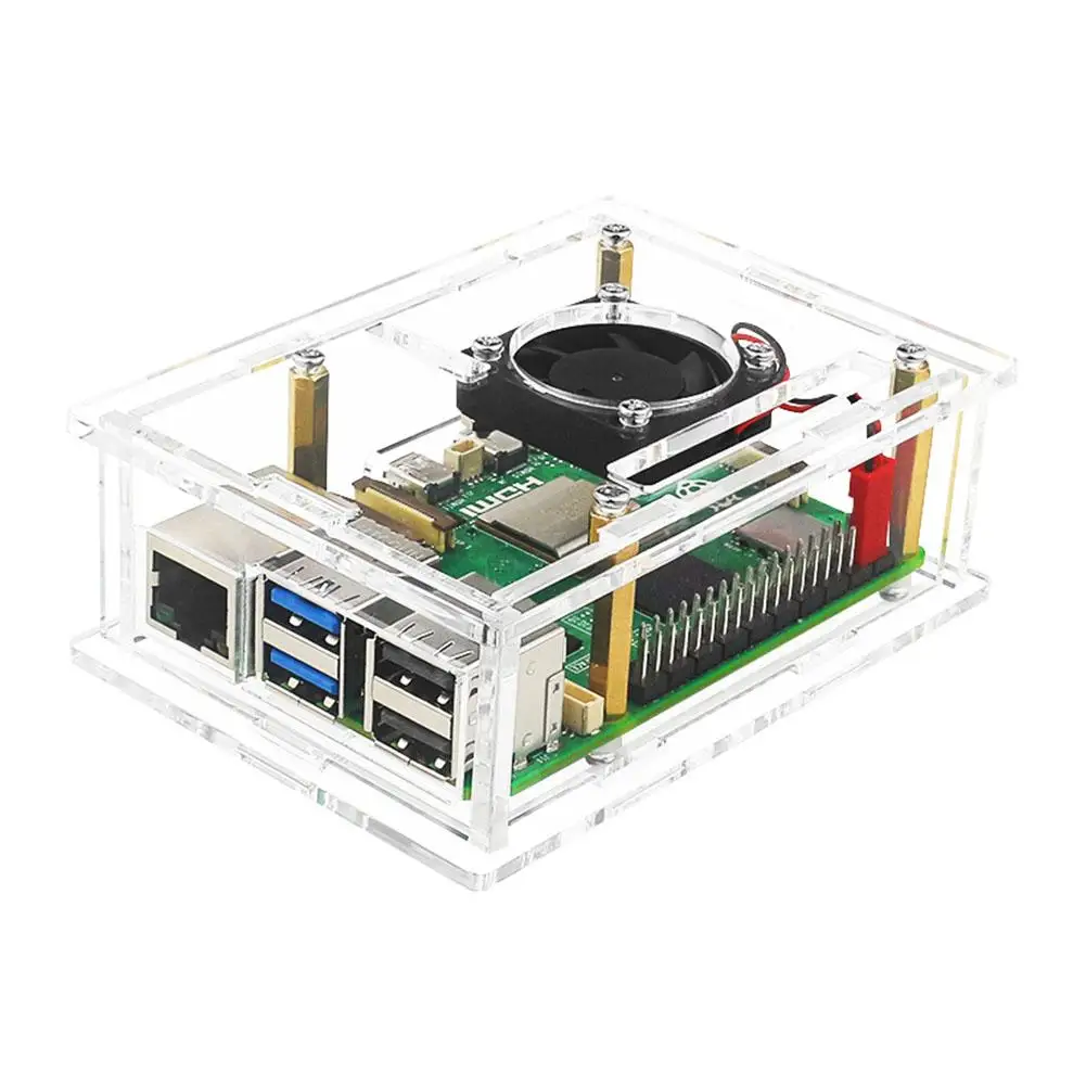 GeeekPi Raspberry Pi 5 Case With Fan Raspberry Pi 5 Acrylic Case Fan Raspberry Pi 5 Case Fan With Heatsinks