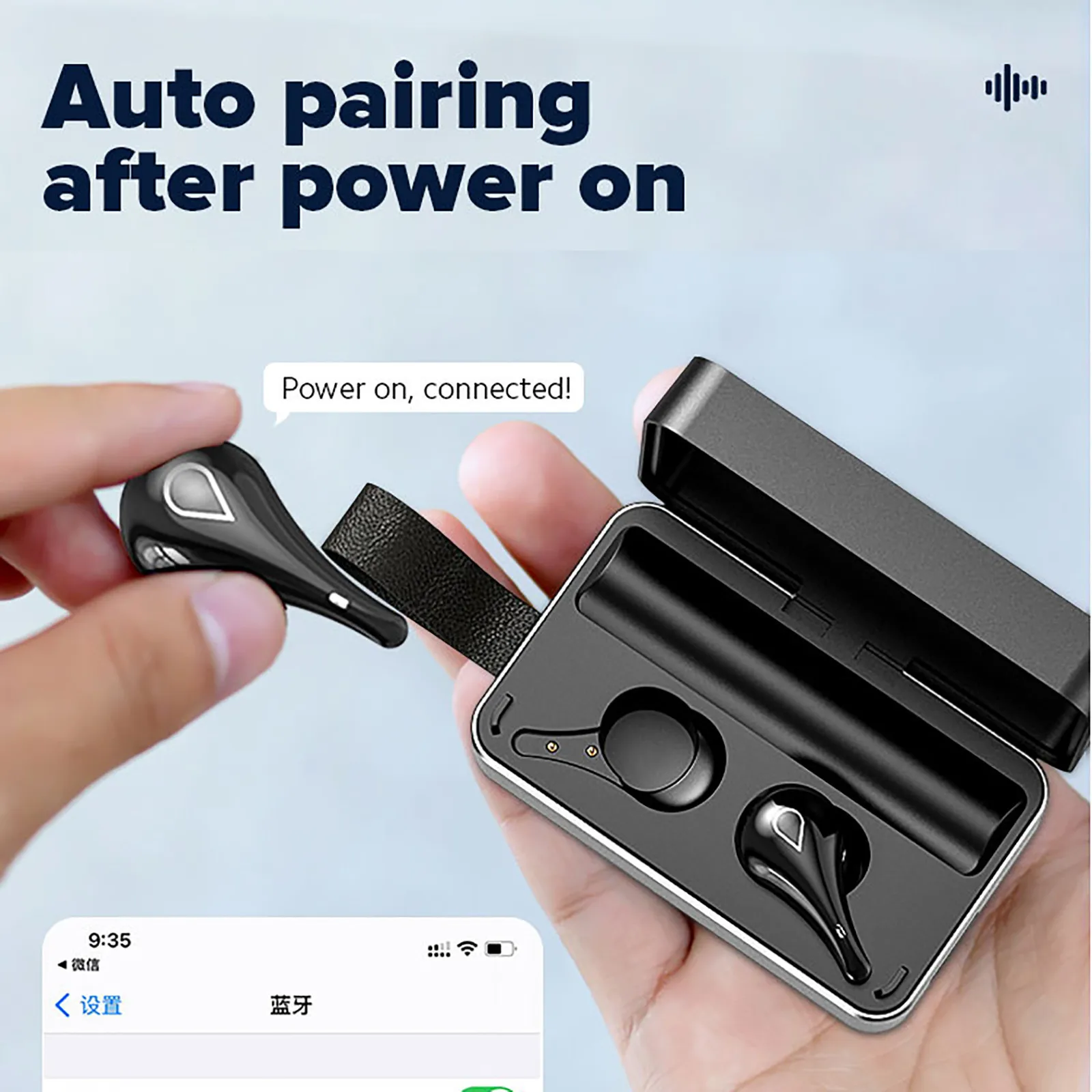 H3 블루투스 이어폰 새로운 무선 블루투스 이어폰 듀얼 이어 디스플레이 TWS 대형 스크린 미러 터치 5.1