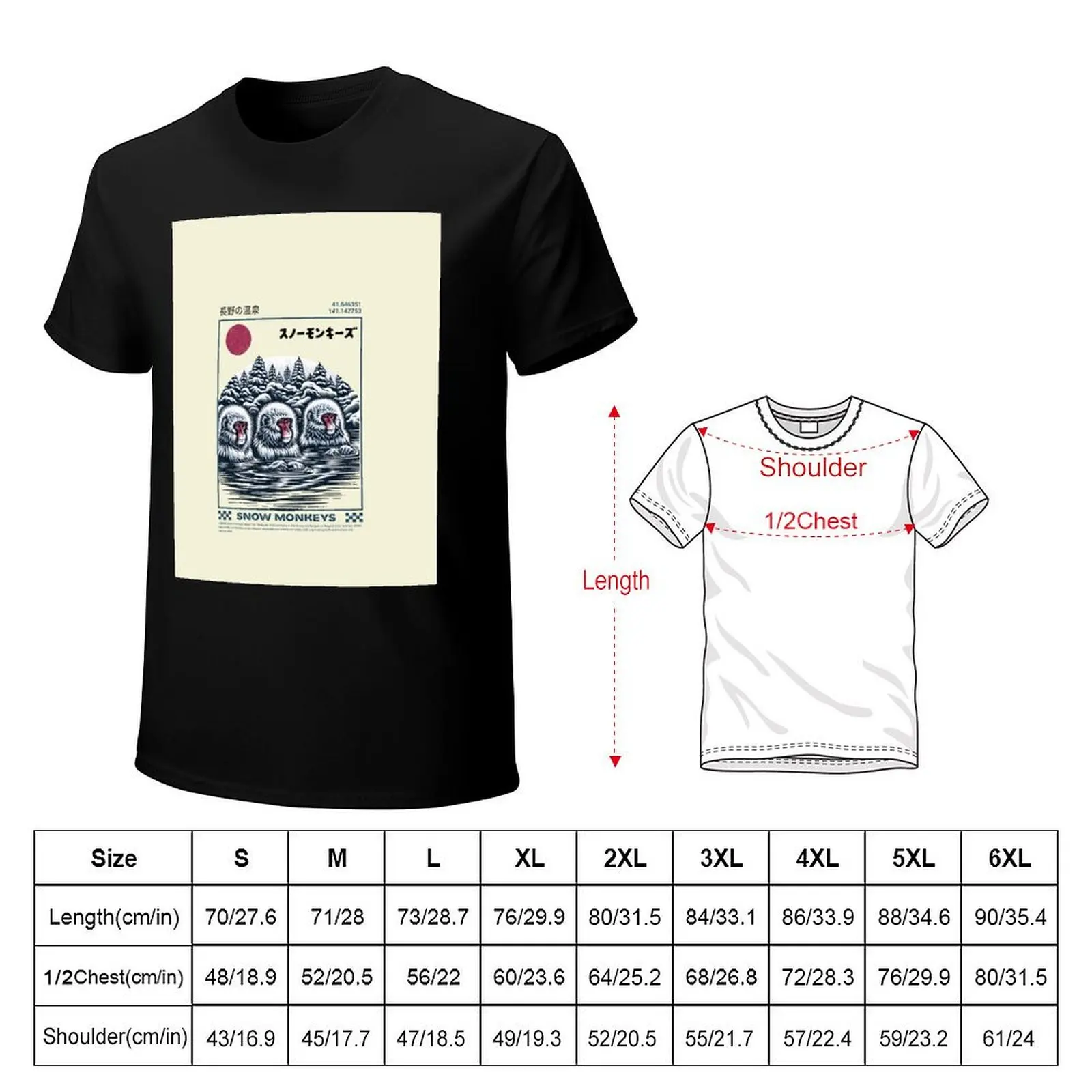Snow Monkeys, Japanese Macaques Bathing in Hot Springs T-Shirt Holiday Party T-Shirt for Men