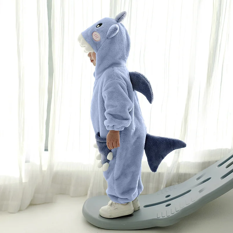 Animal Shark Infant Baby Romper Clothes Boys Girl Cartoon Pajamas Onesie Cosplay Costume Newborn Party Hooded Jumpsuit with Tail