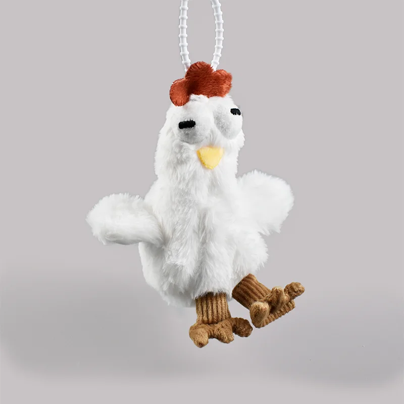 Bolso de mano con forma de gallina fea, bolso de felpa de pollo de piel, divertido llavero con colgante de pollo Kawaii, bolso de muñeca para mujer, regalos de cumpleaños