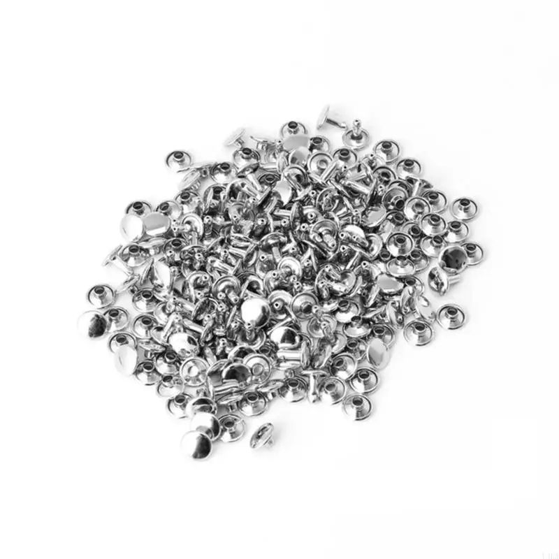 U4LA 100x Double Rivet Logam Lokor Perbaikan Kerajinan Studs Punk Decor