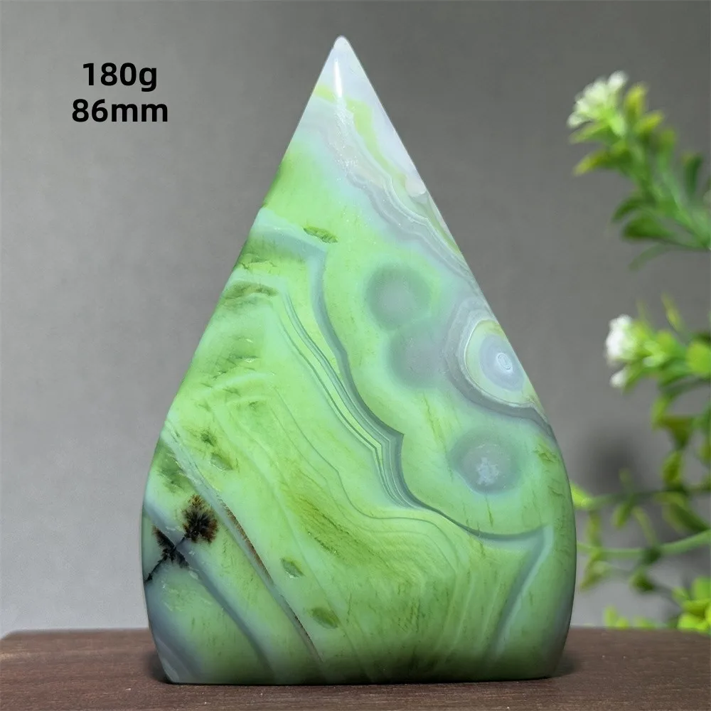 Natural Gemstone Green Agate Mineral Quartz Free Form Torch Energy Reiki Healing Meditation Beauty Home Office Decoration Gift