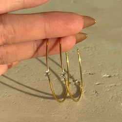 New ins Stainless Steel Micro Set Zircon Hoop Earring Vintage Multiple Circular Earrings For Women Girls Fashion Jewelry