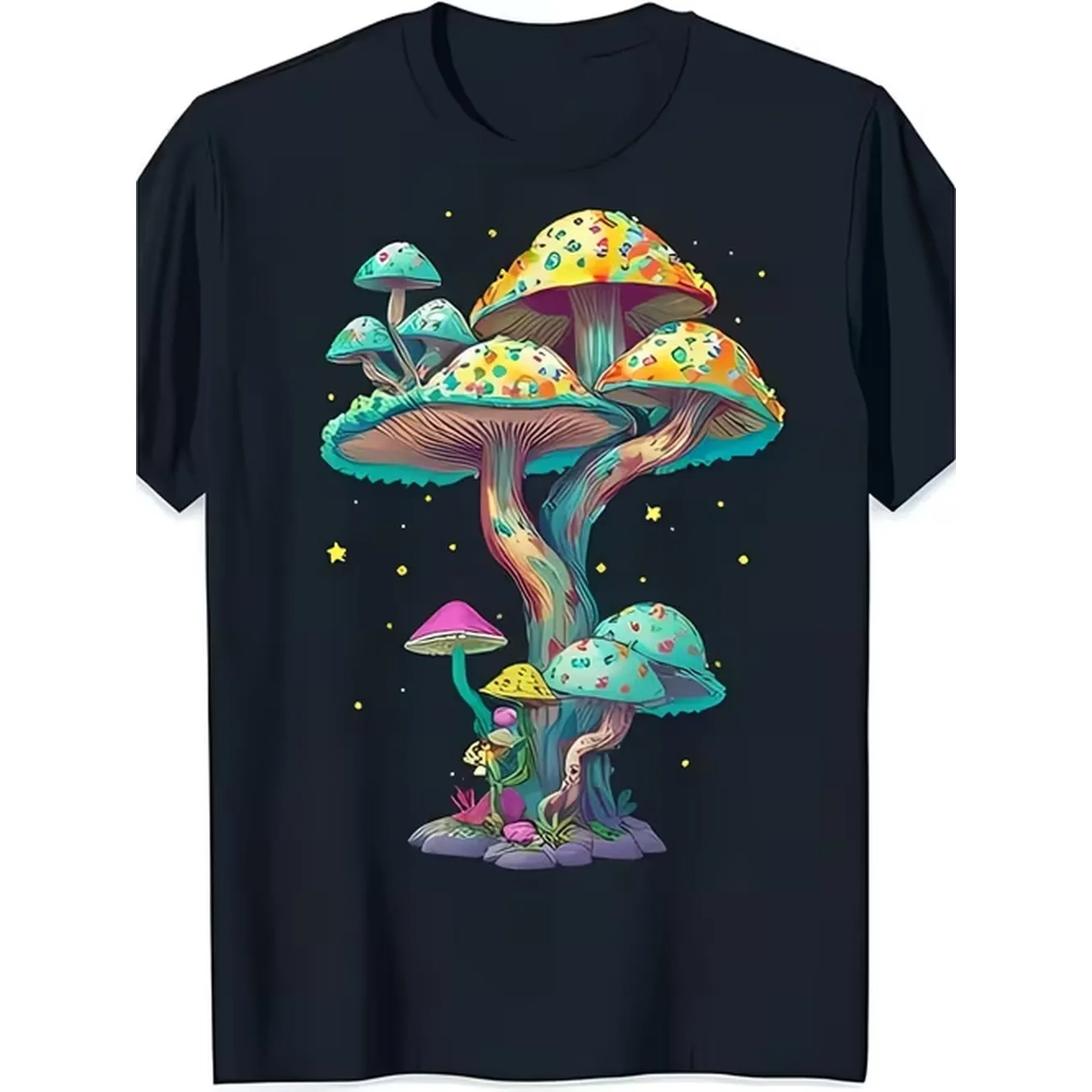Colorful Mushroom Graphic T Shirt With Tee