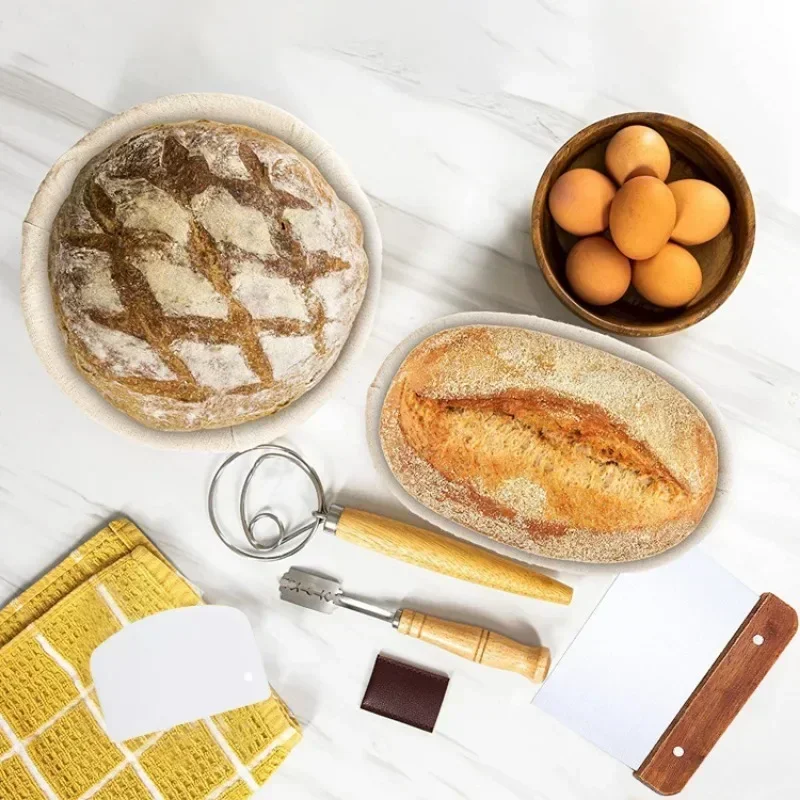 Yeast Starter Kit Proofing Basket Set Round Fermentation Basket Scraper Baking Mixer, cutter, beater, French bread utensils