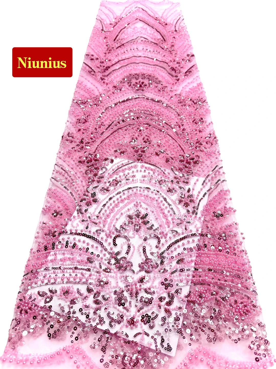 

2026Luxurious Soft Austria Beaded Lace Fabric with Stones Elegant High-Quality Tube Lace for Wedding&Evening Dress NN5286_R