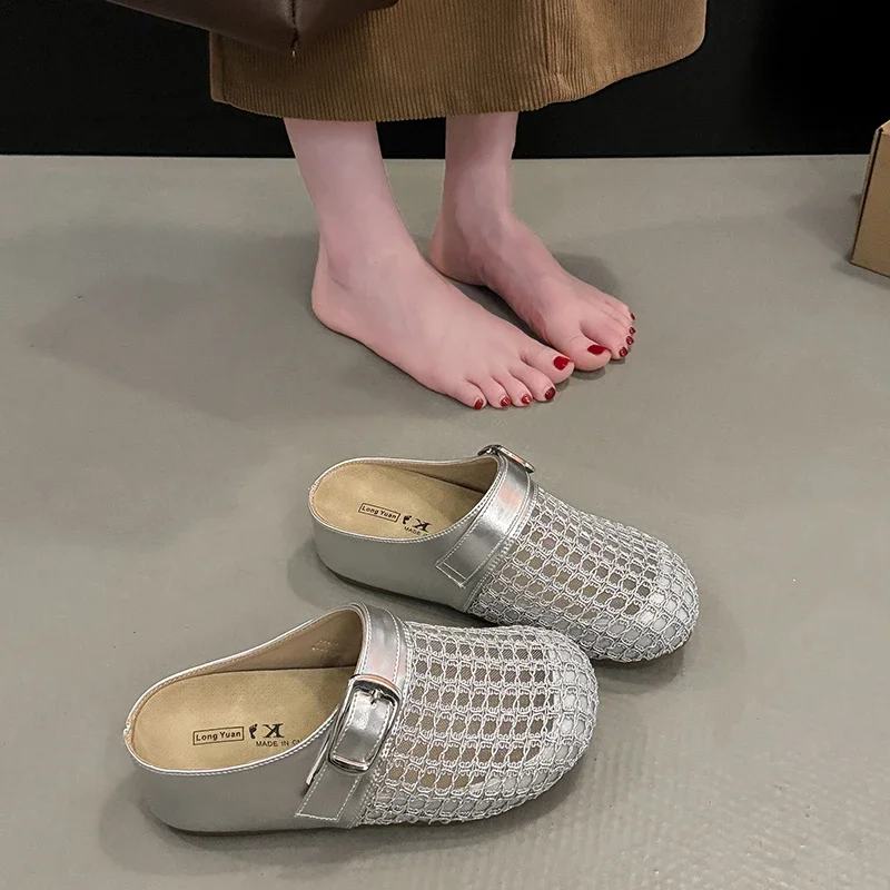 Ladies Open Toe Summer Slippers Flat Wear Resistant Sole Breathable Lightweight Body Easy Slip on Indoor Home and Outdoor Casual