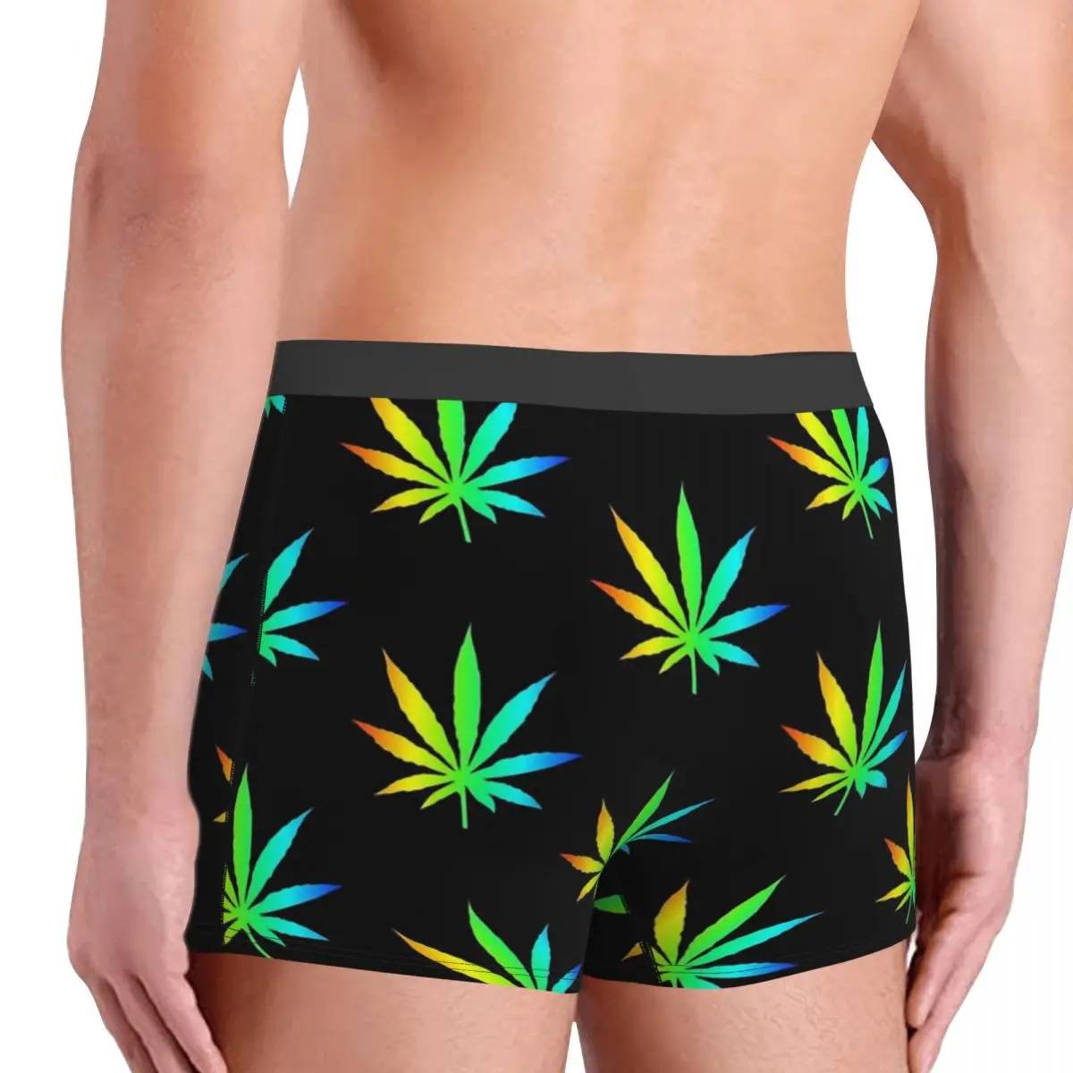 Rainbow Man\'s Boxer Briefs Underwear Cannabis Leaf Plant Marijuana Weed Highly Breathable High Quality Sexy Shorts Gift Idea