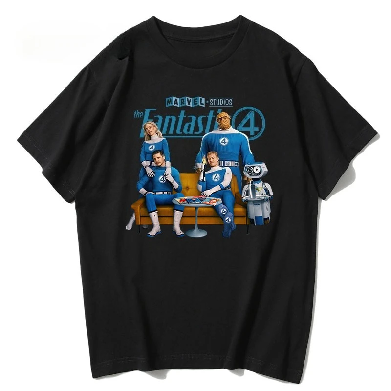 

2025 New Fantasstic Man Summer 100% Pure Cotton Sleeved T-shirt Marvel Avengers Spider-Man Unisex Tees Top Clothes Quick Dry