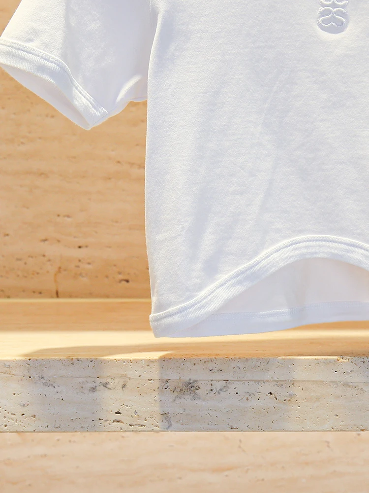 เสื้อยืดปักลาย Ele Embroidered ort Sve T-irt สำหรับผู้หญิง แฟชั่นลำลอง ทรงหลวม สีสันสดใส คอกลม เหมาะสำหรับฤดูใบไม้ร่วง