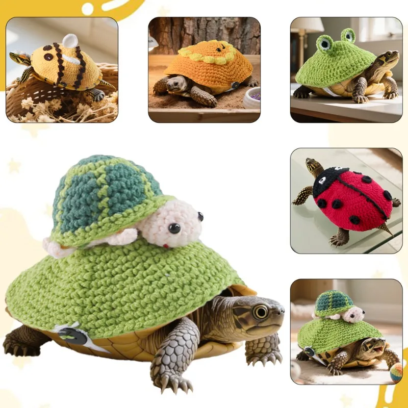 Knitted Turtle Sweater Warm Cozy Pet Clothes Cute Shell Cover Decoration Supplies Water Aquatic Leopard Tortoise Brazilian Red - view 4