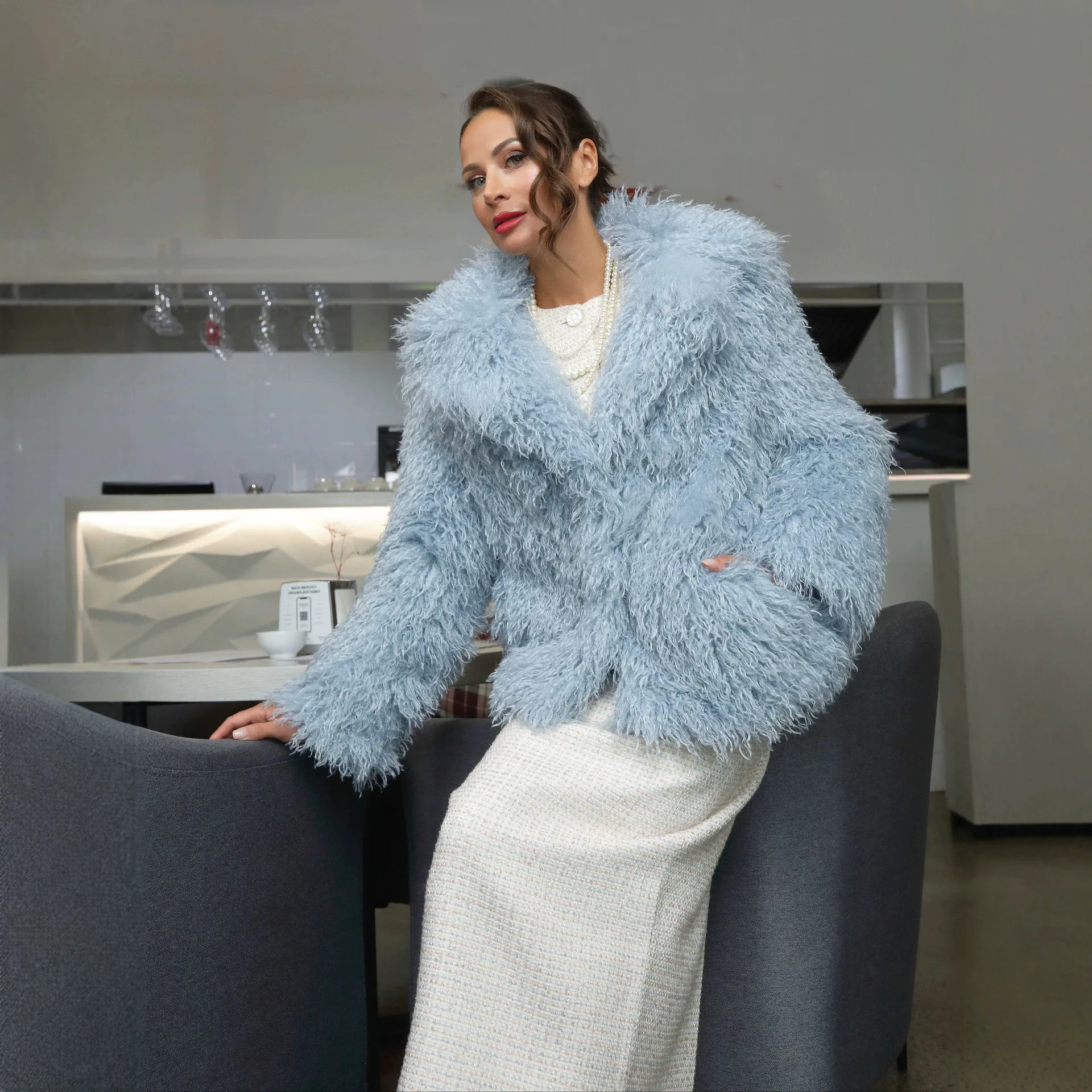 Fur Coat Medium And Long Imitation Beach Wool Top Women's Environmentally Friendly Artificial Fur Jacket
