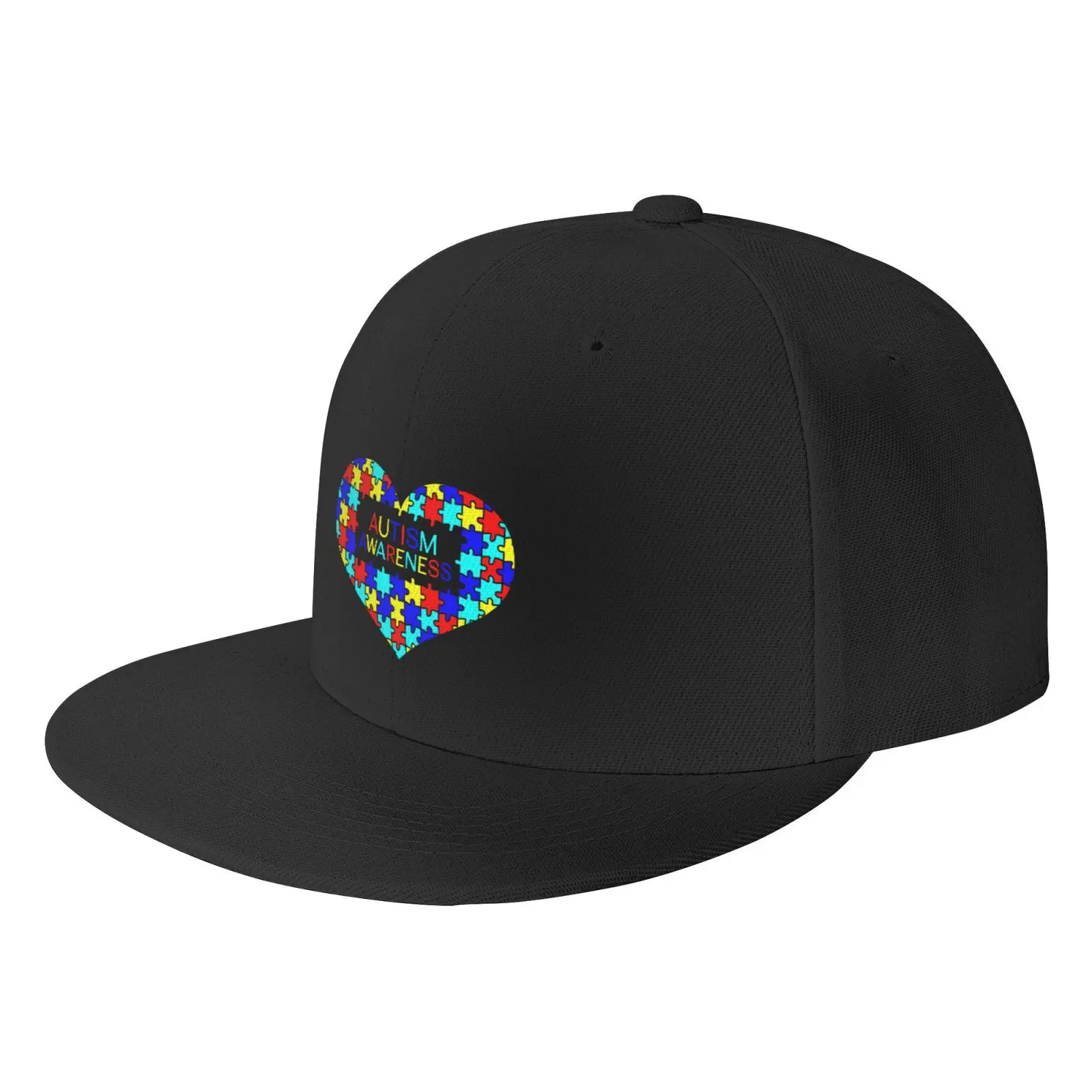 Unisex Love Heart Baseball Cap, chapéu ajustável, consciência do autismo, Hip Hop, aba plana, sol viseira, Hip Hop