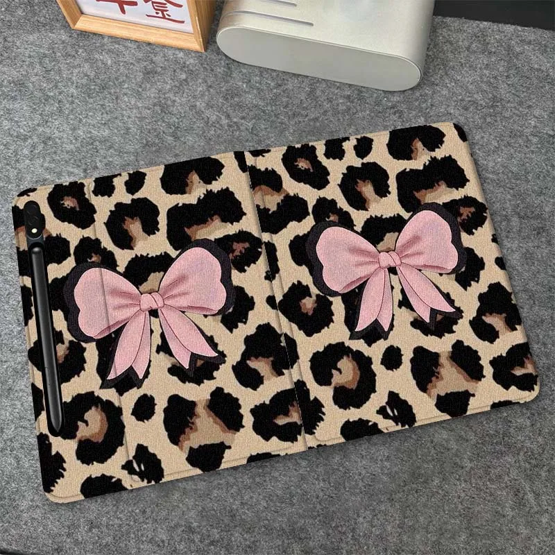 

Art Bow Leopard Print Gift For Samsung Galaxy Tab S6 S7 S8 S9 S10 FE Plus Lite Soft Flexible Support Tablet Case