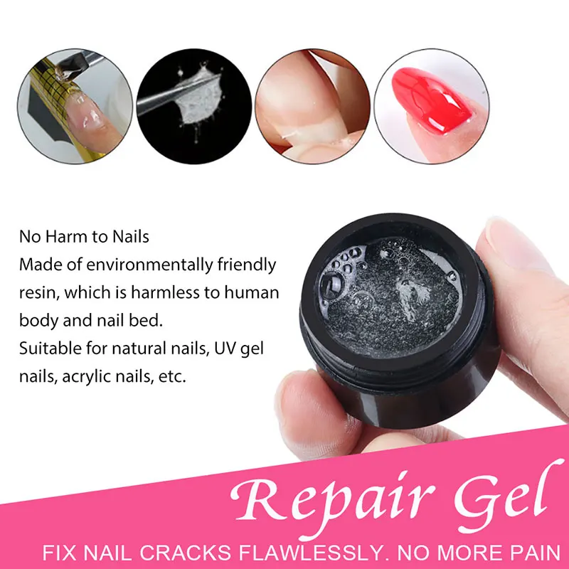 Cracked Nail Repair Extension Gel Nail Care Harmless To Nails Repair Broken Nails Suitable For UV Gel Nails Manicure Tools TSLM1