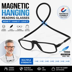 Hanging Stretch Reading Glasses Ultralight Anti-Fatigue for Presbyopia, Men Women Unisex Eyewear for Computer Work Crafts