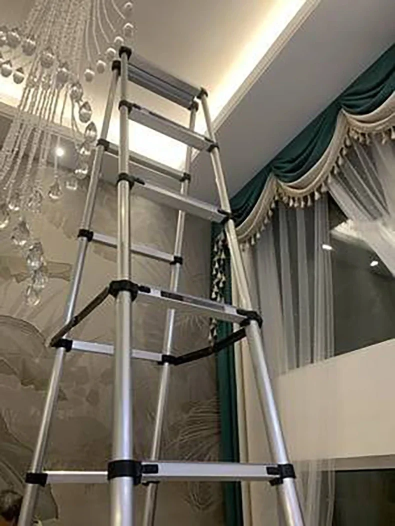 Modern Aluminum Alloy Step Ladders for Home Telescopic Folding Ladder Light Kitchen Multifunctional Engineering Staircase