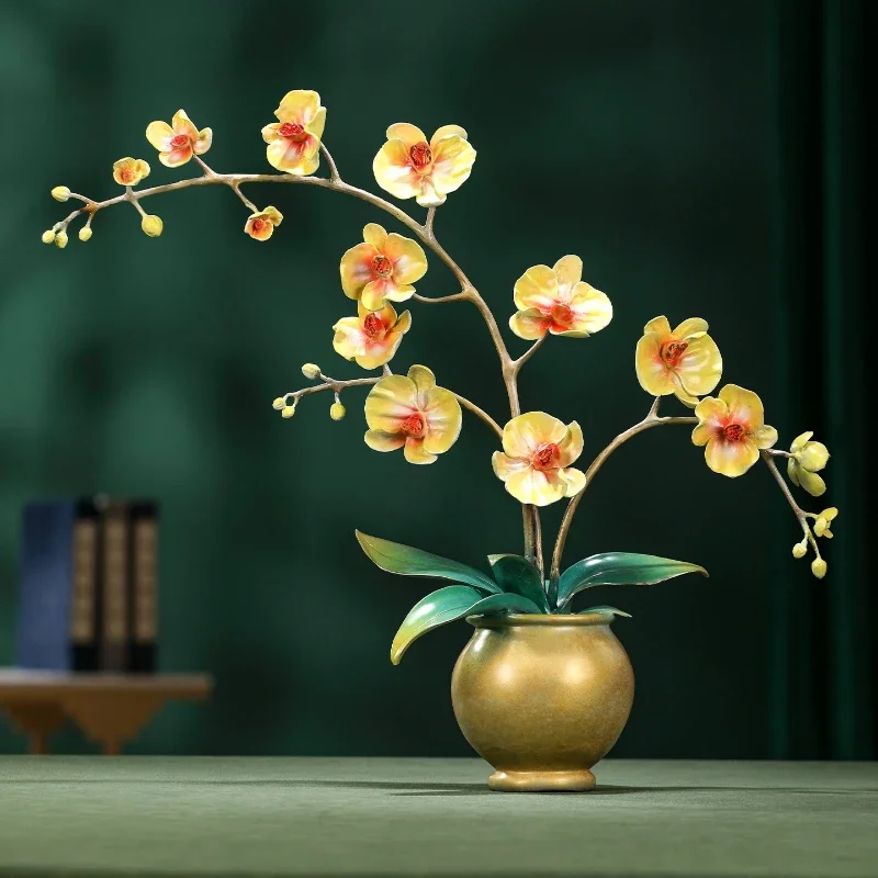 

Colored copper phalaenopsis ornaments, home living room entrance office decorations, housewarming gifts