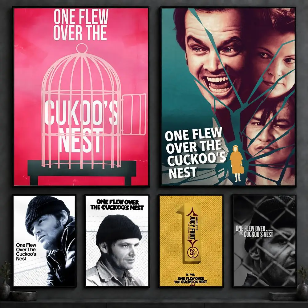 Movie O-One Flew Over the Cuckoo's NestS Poster Art  Self-Adhesive No Glue Residue Wall Decor for Bedroom Living Room