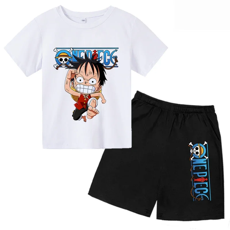 Kids Children's Sets Anime One Pieces Luffy Gear 5 Cosplay Tshirt Boys Luffy  Boy Cartoon Tees Children Summer Short Sleeve Tops