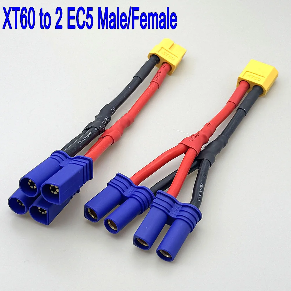EC5 XT60 battery parallel charging cable model airplane lithium battery adapter cable12AWG silicone wire forRC Charger Motor ESC