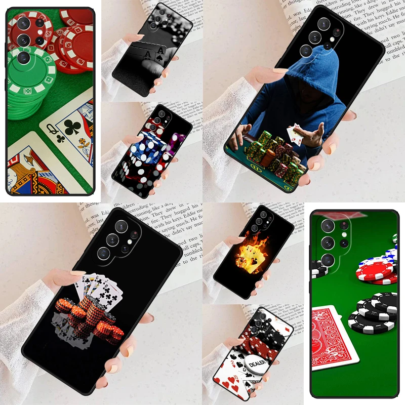 Poker Casino Art Pattern Phone Case For Samsung Galaxy S24 S23 S22 S21 Ultra S10 Note 10 Pro S20 Plus FE S9 S8 Cover