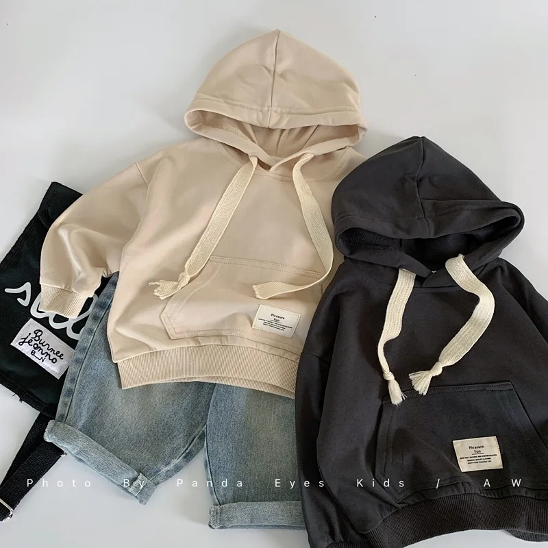 

Детская толстовка с капюшоном — бежевый топ весна/осень для мальчиков и девочек | Модная детская одежда унисекс | Детский повседневный пуловер