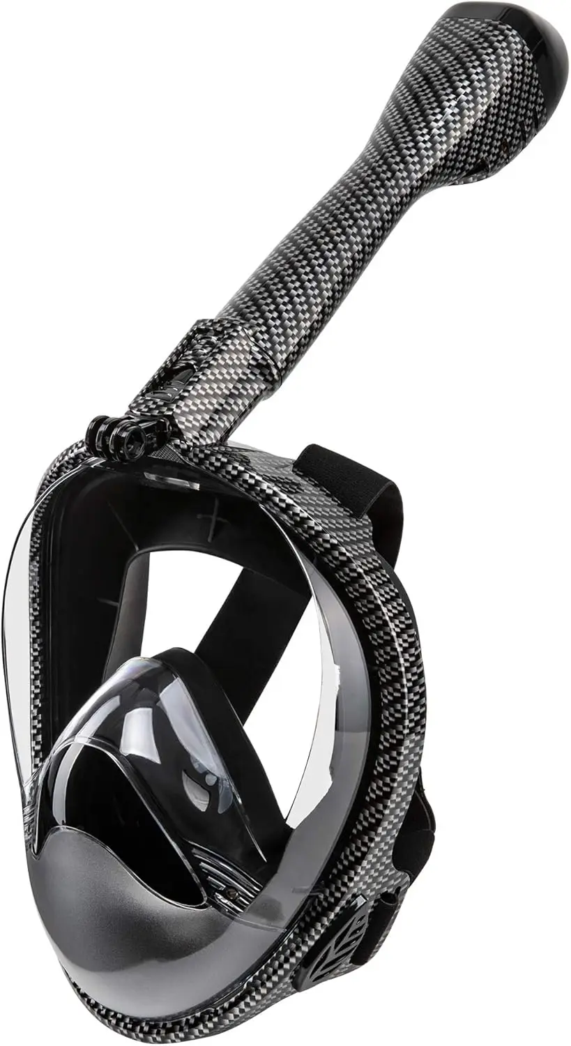 

Full Face Snorkel Mask with New Breathing System, Anti-Fog Panoramic Lens, Adjustable Fit, Camera Mount