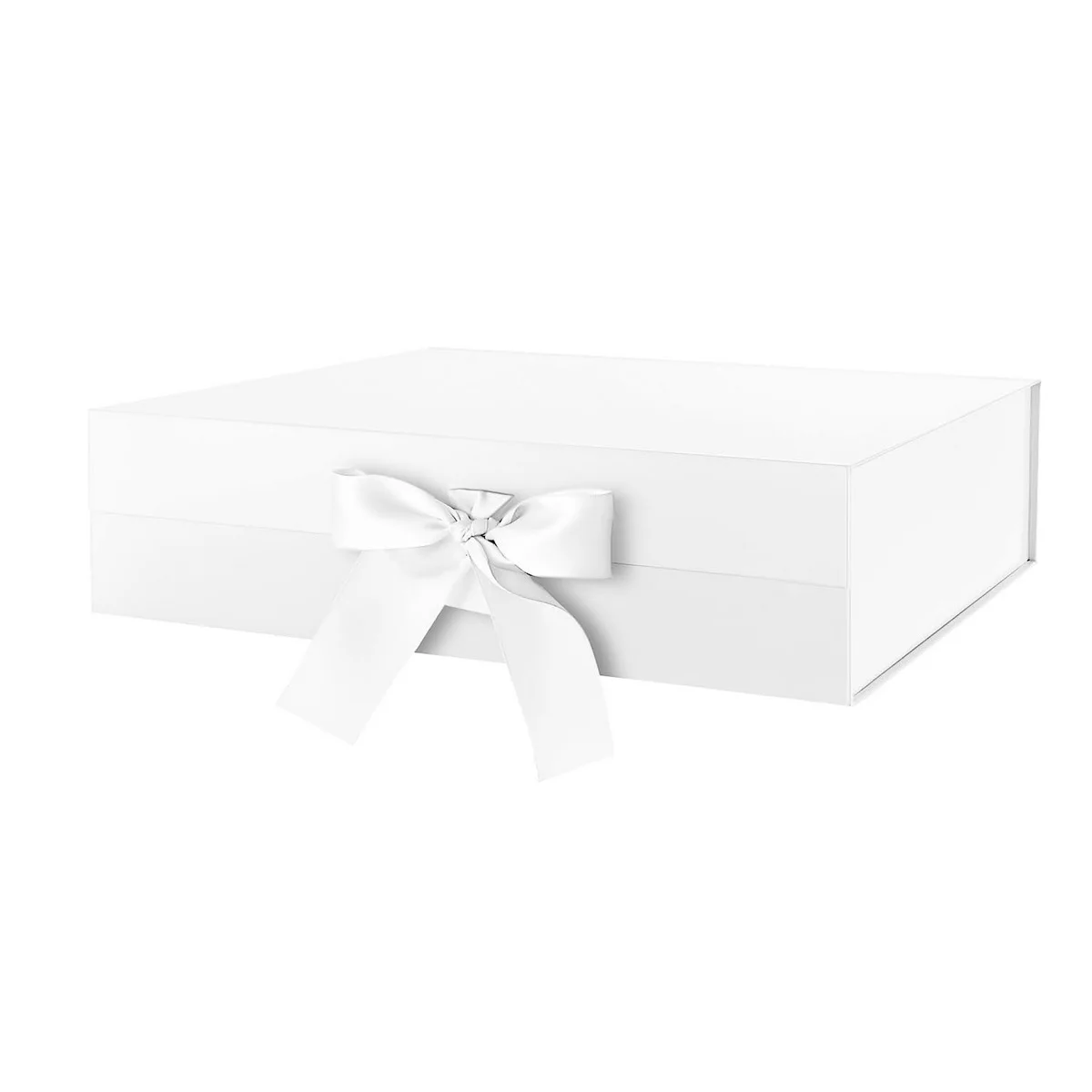 Large Gift Box with Ribbon White Gift Box with Lid Large, Bridesmaid Proposal Box, Luxury Gift Box for presents (Glossy White)