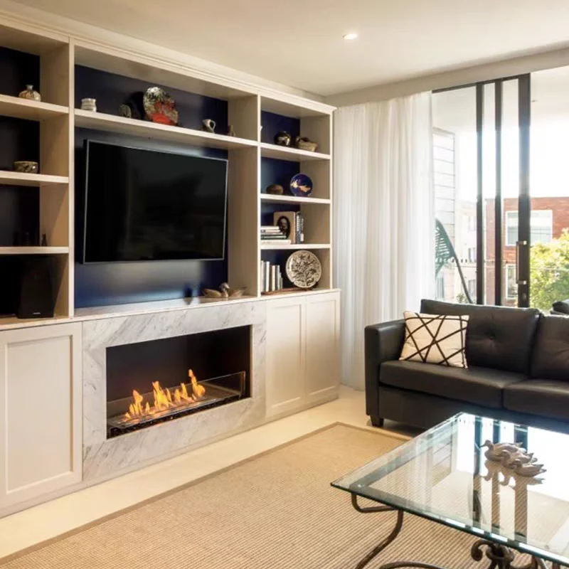 Bioethanol Fireplace Insert, 500mm Stainless Steel Linear Ethanol Burner, Modern Remote Control Indoor Ventless Fireplace