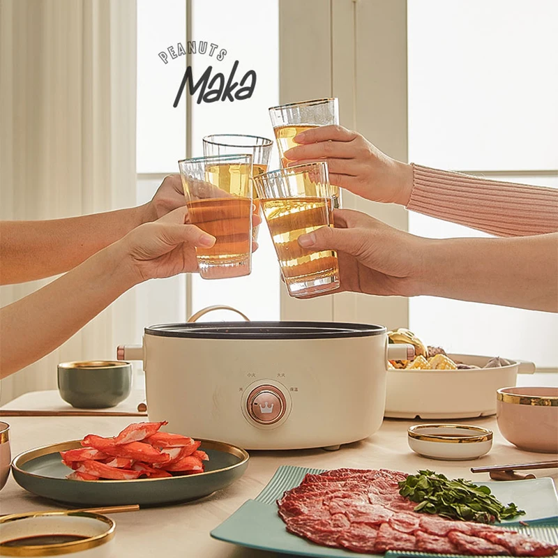 3L وعاء كهربائي متعدد الوظائف طباخ ووك المنزل عنبر عموم الإفطار إناء/ قدر شواء البخار يغلي المقلية الساخن بيع هدية