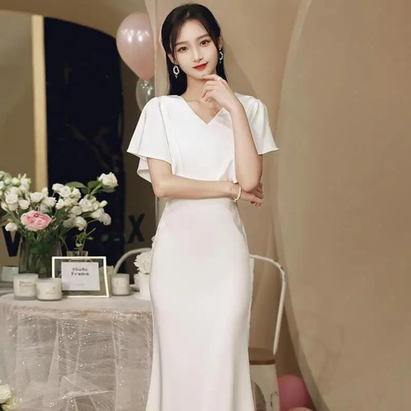 New Elegant Wedding Dresses For Women Classic V-neck Mermaid Bridal Dress Simple Long Robe De Mariee Plus Size Customized