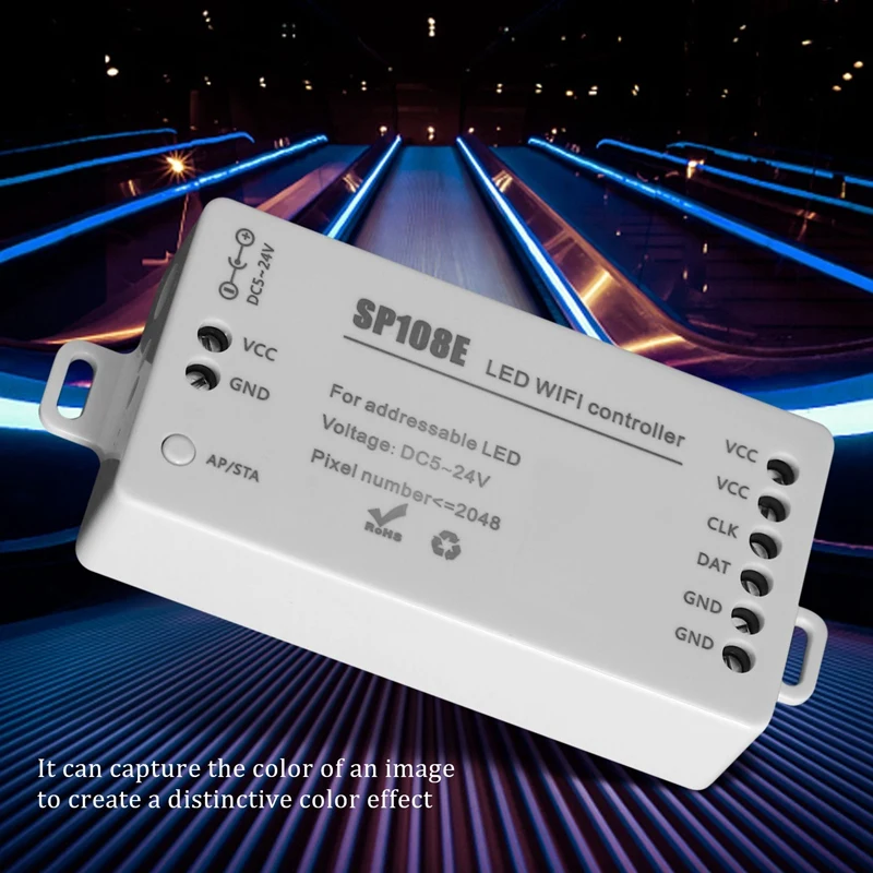 SP108E LED Wifi Magic Controller WS2812B WS2813 ฯลฯ LED Strip โมดูลสมาร์ท APP ไร้สายควบคุม IOS 10/Android 4.4 DC5-24V