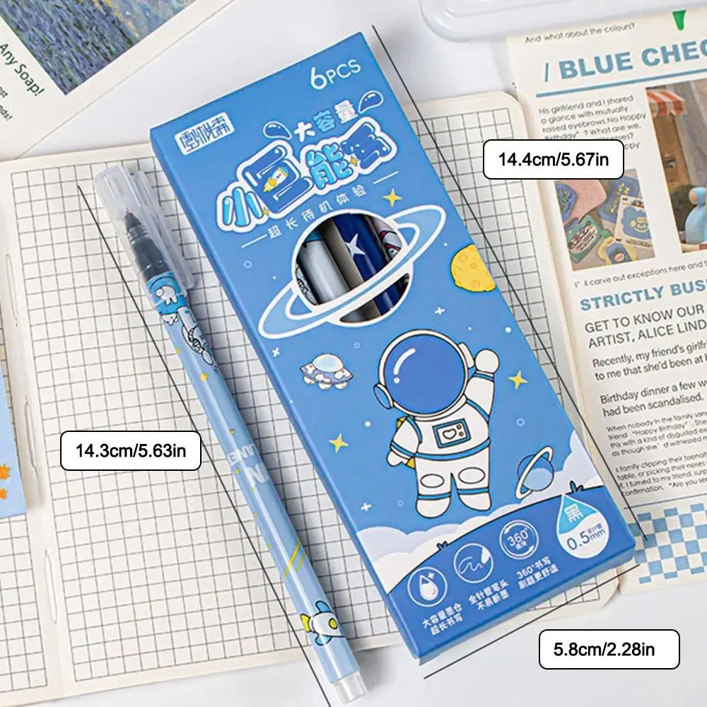 6Pcs Gift 0.5mm Capybara Gel Pens Writing Smooth Quick-drying Straight Liquid Ballpoint Pen Neutral Pen School Office