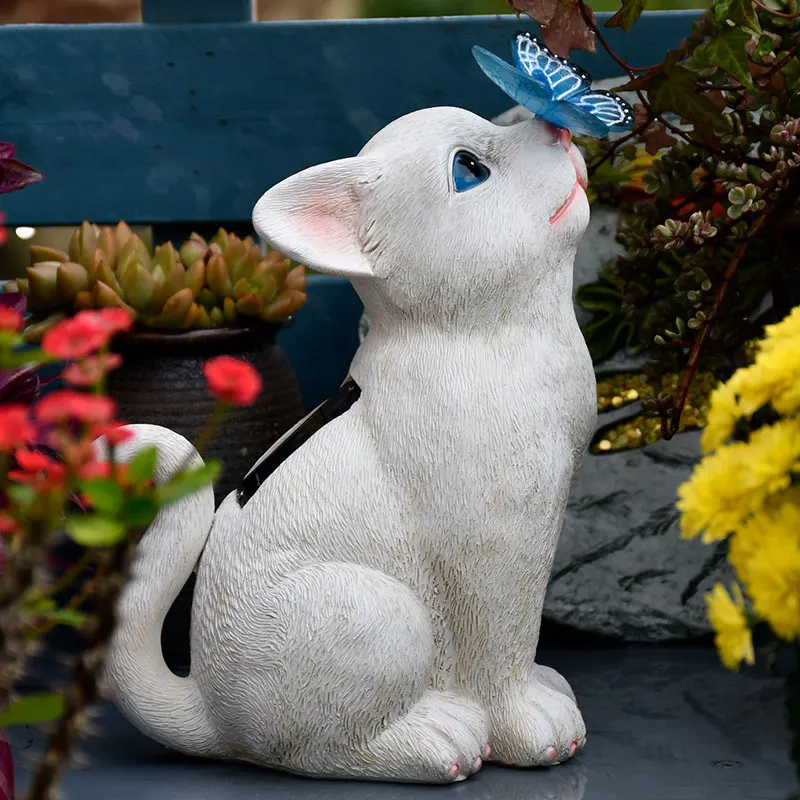 Garden Animal Cute Resin Statue Accessories Outdoor Landscape Sculpture Crafts Villa Courtyard Park Solar Ornaments