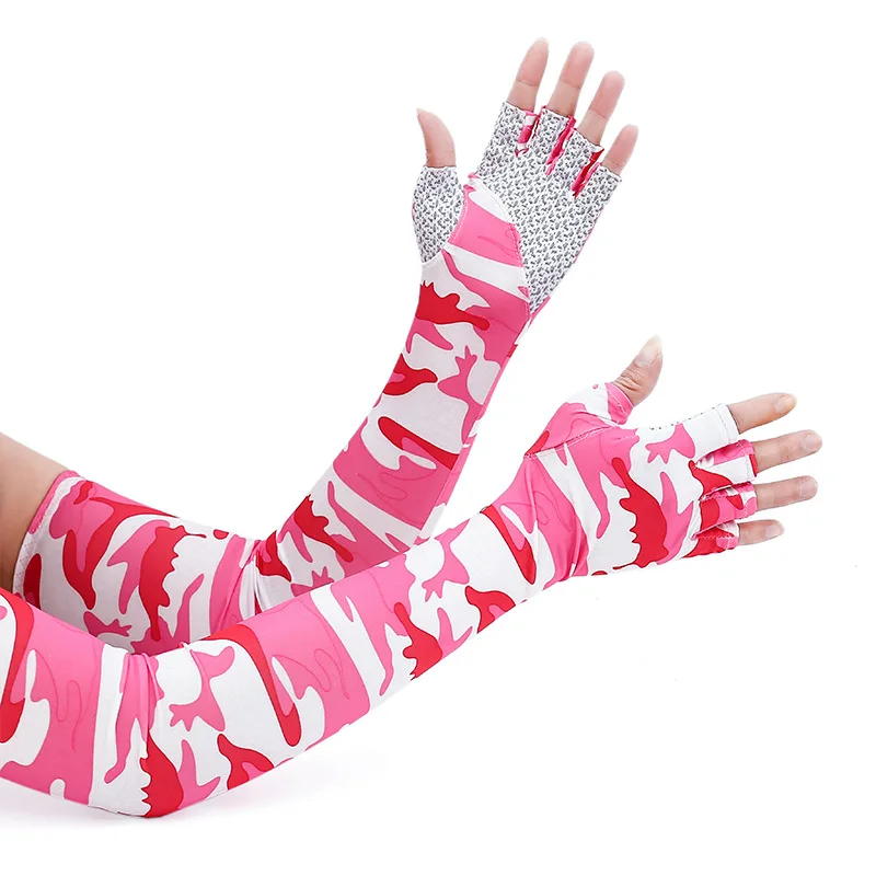 Sun Protection Sleeves For Men Women Arm Half Fingers Cool Elastic Cycling Driving Anti-skid Fishing Ice Silk Oversleeve Gloves