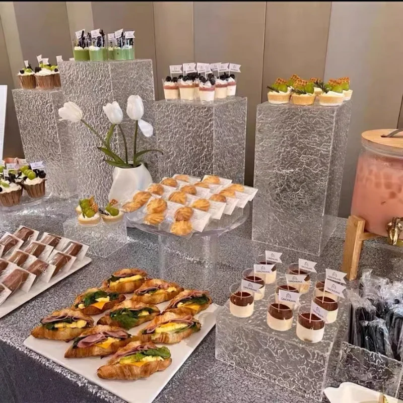 

Acrylic Dessert Table Show Stand Set Wedding Table Centerpieces Candy Bar Party Buffet Tea Break Holders Cake Snack Rack 8-13pcs