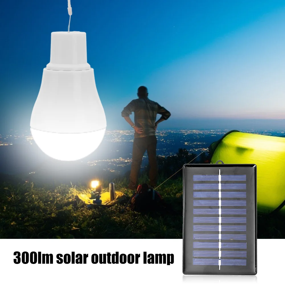 15W 300LM Low Power Consumption LED Bulbs Portable Solar Energy Power Lamps USB Rechargeable Long Life Outdoor Lighting