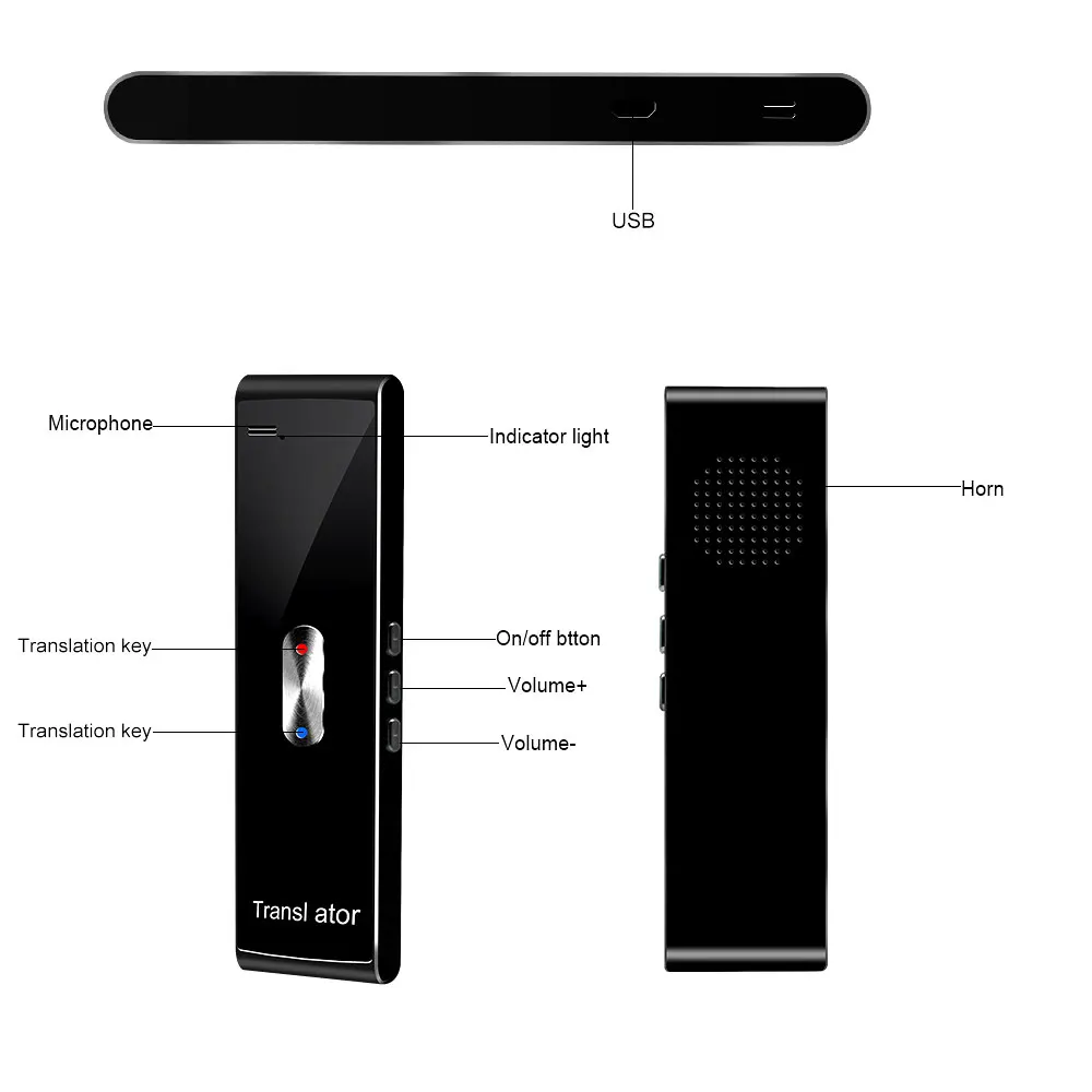 T8S Wireless Smart Translator 137 Languages Two-Way Real Time Instant Voice Translator APP Bluetooth-compatible Multi-Language