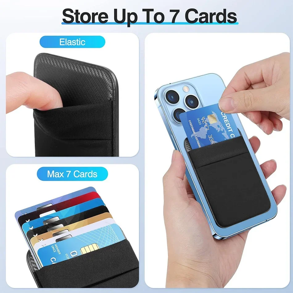 Magsafe Card Wallet Case Magentic Wallets Lycra Elastic Bank Card Holder Slim Compatible for IPhone 16 15 Pro Max Samsung 21 22