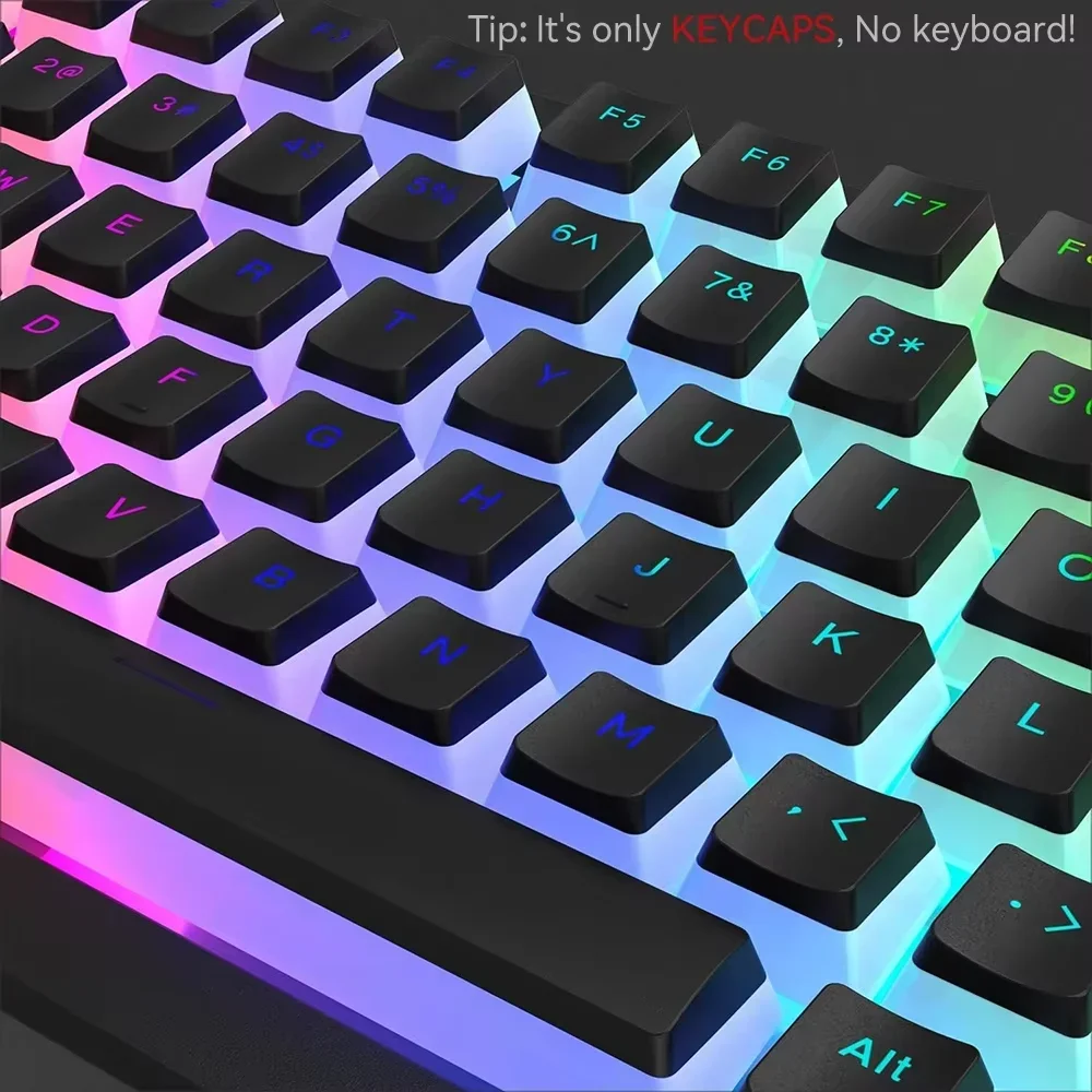 129Keys Pudding Keycaps PBT Double Shot Keycaps for 60 80 100% Layout OEM Profile for RGB Mechanical Gaming Translucent Keyboard