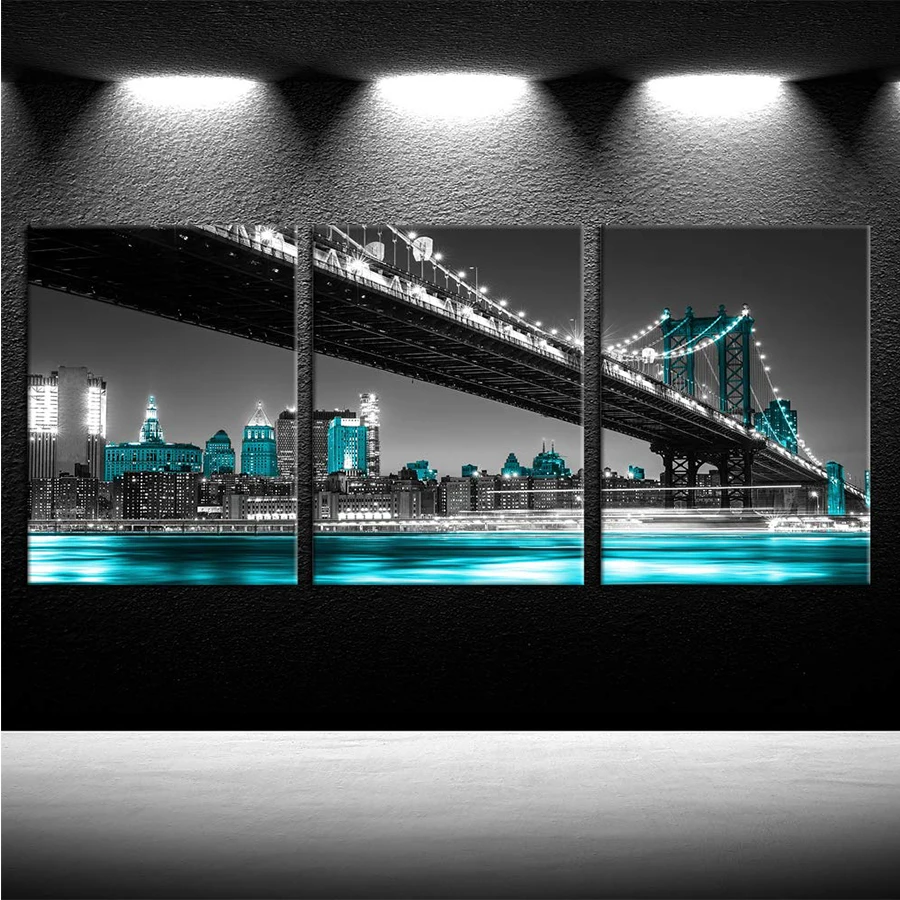 5D DIY Diamond Embroidery Modern Urban Architecture Bridge Landscape Diamond Painting Cross Stitch Mosaic Wall Artx3pcs