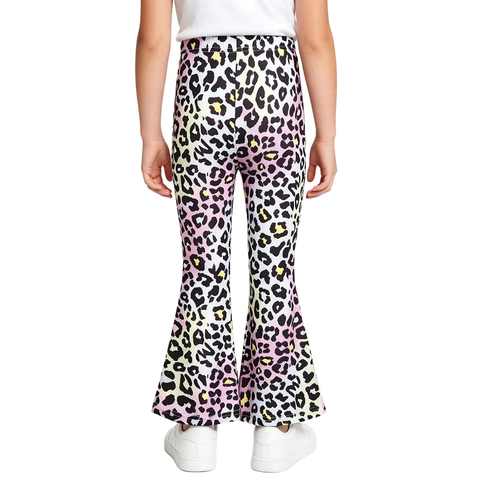 Fashion Girls Leopard Print Flared Pants Kid High Waist Bell-bottom Leggings Trousers For Sports Yoga Exercise Daily Casual Wear