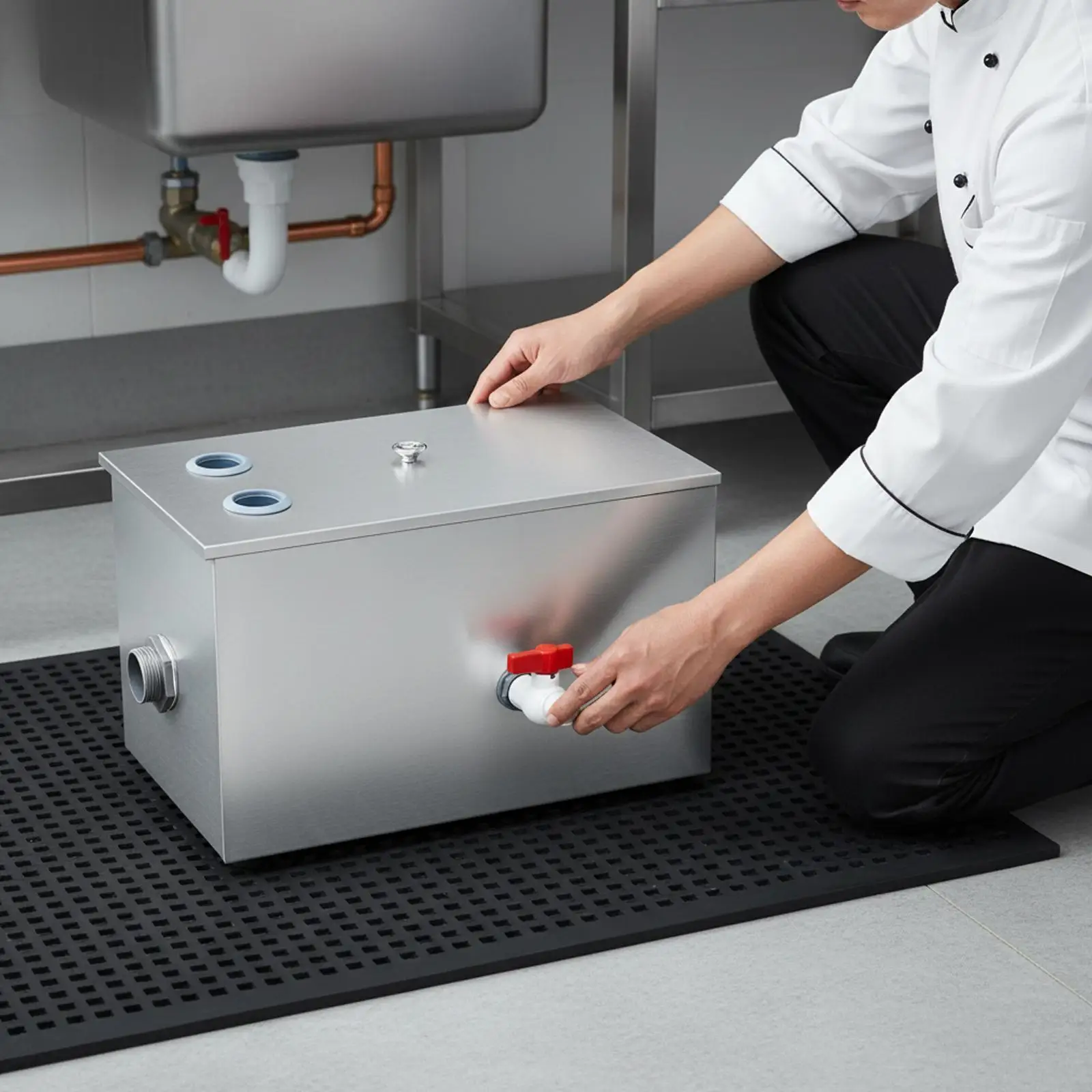 High Efficiency Grease Interception Stainless Steel Under Sink Waste Oil Water Separator for Cafe