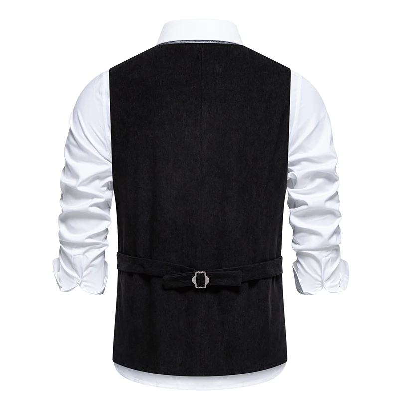 Western Corduroy Vest for Men Gothic Waistcoat Floral Embroidery Chaleco Vintage Hombre Steampunk Victorian Dress Men Suit Vest